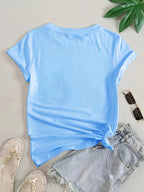 Women'S Blended T-Shirt – Classic Fit, Soft And Breathable, Casual Wear, Timeless Round Neck Design, Versatile for Various Outfits, Stretchy And Comfortable, Machine Washable - Blue