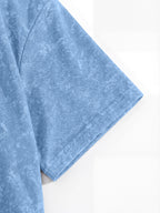 Street Style Distressed Washed Crew Neck Short Sleeve T-Shirt Men's 3pcs Set King Print Casual Top - Light Blue+Khaki+Black