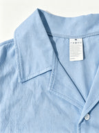 Old Money Style Men's Cuban Collar Short Sleeve Shirt, Linen Texture, Lightweight and Breathable Outdoor Casual Shirt - Sky Blue