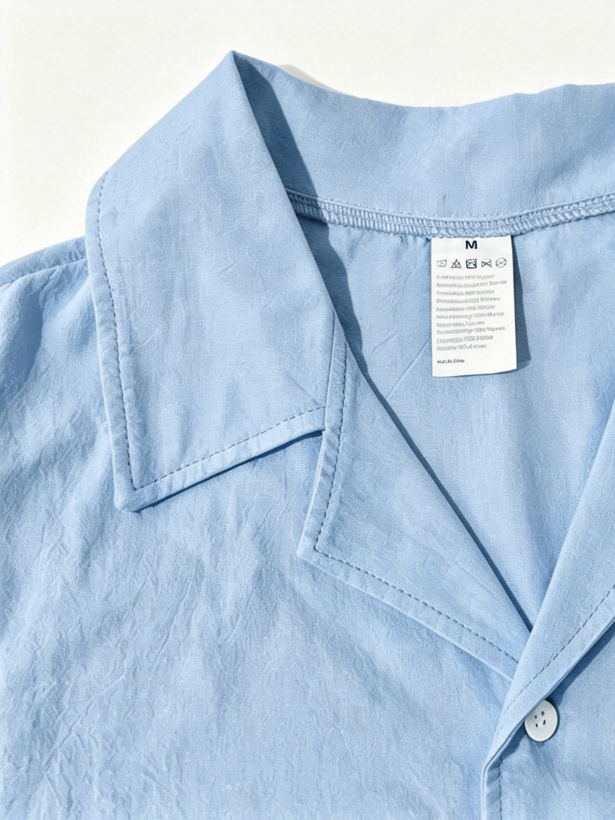 Old Money Style Men's Cuban Collar Short Sleeve Shirt, Linen Texture, Lightweight and Breathable Outdoor Casual Shirt - Sky Blue