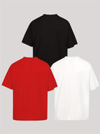 Unisex Trendy Letter Print Crew Neck T-Shirt, A Must-Have for Style Enthusiasts! Gradient FOCUS Design, Ultra Stylish & Streetwear-Inspired! Minimalist yet Versatile! - Black White Red