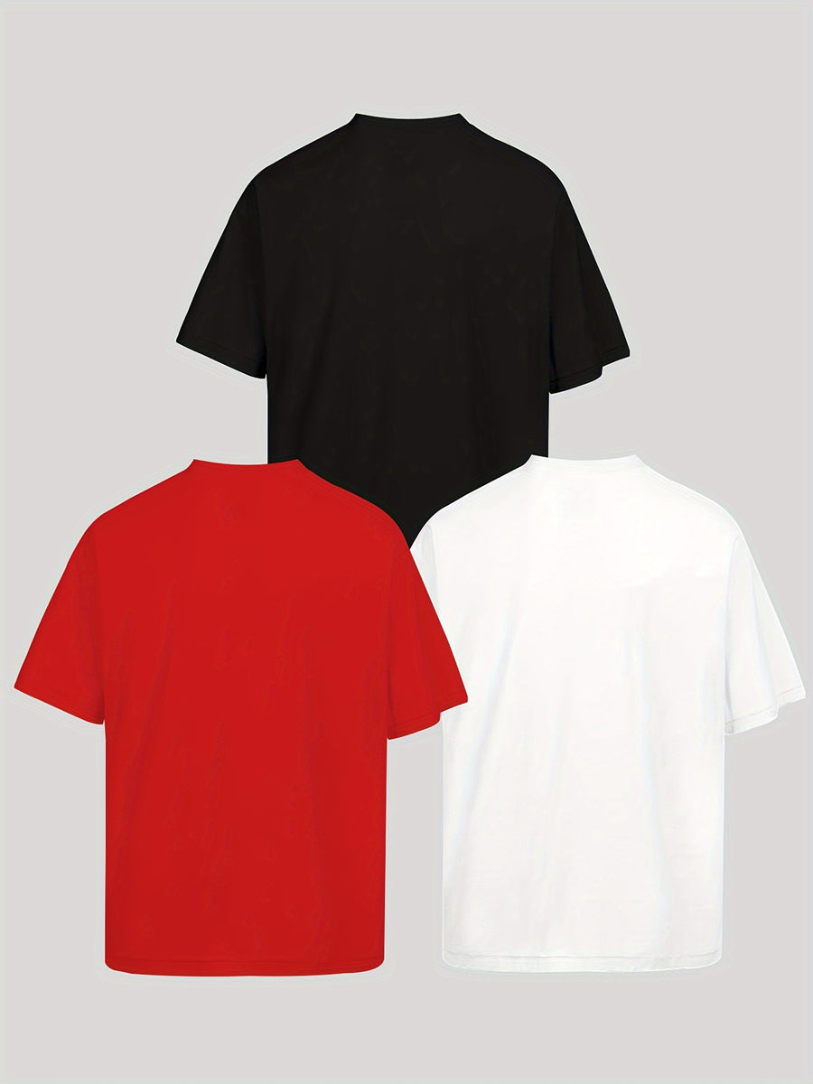 Unisex Trendy Letter Print Crew Neck T-Shirt, A Must-Have for Style Enthusiasts! Gradient FOCUS Design, Ultra Stylish & Streetwear-Inspired! Minimalist yet Versatile! - Black White Red