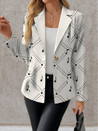 Autumn Women's Fashion Wear Outdoor Travel  Clothing  Pattern Tops Printed Pattern Elegant Women's Autumn Coat Exquisite Suit Jacket, - Mixed colors