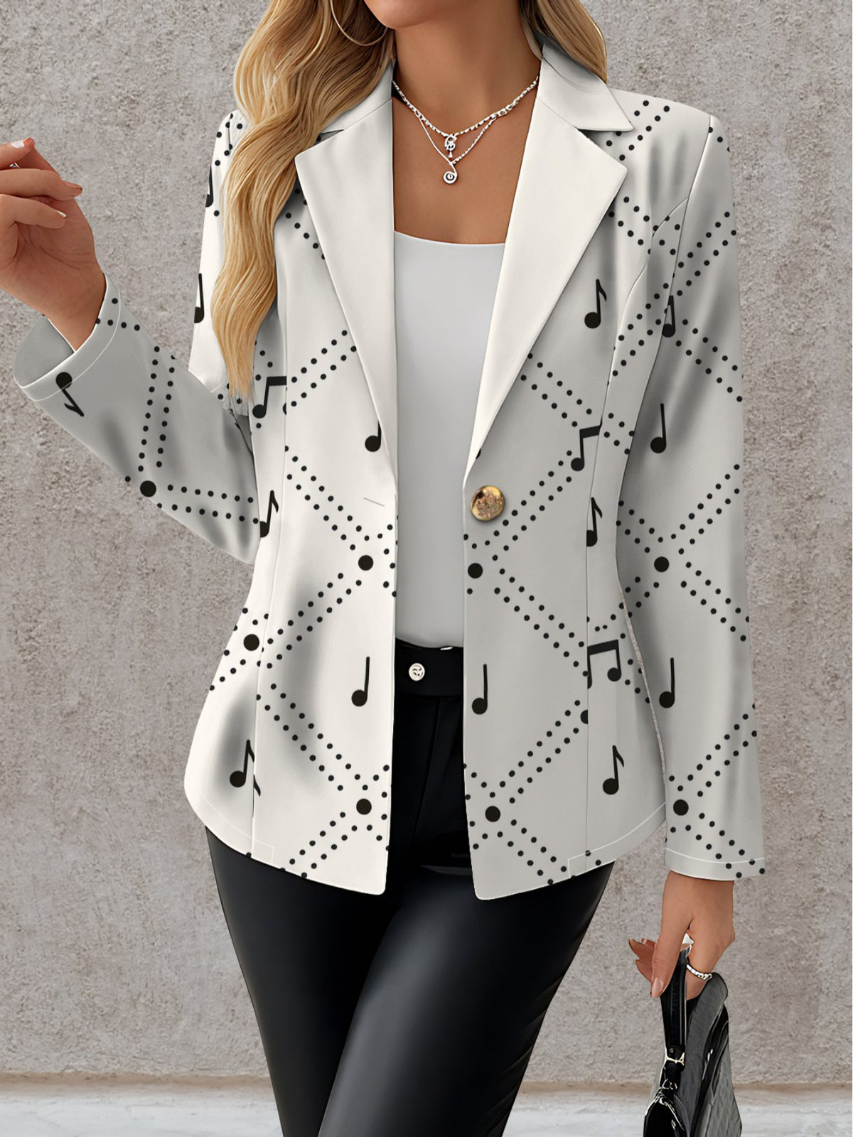 Autumn Women's Fashion Wear Outdoor Travel  Clothing  Pattern Tops Printed Pattern Elegant Women's Autumn Coat Exquisite Suit Jacket, - Mixed colors