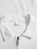 Men's Summer Casual Sports Polo Shirt, Outdoor Sports Printed Henley Shirt - White