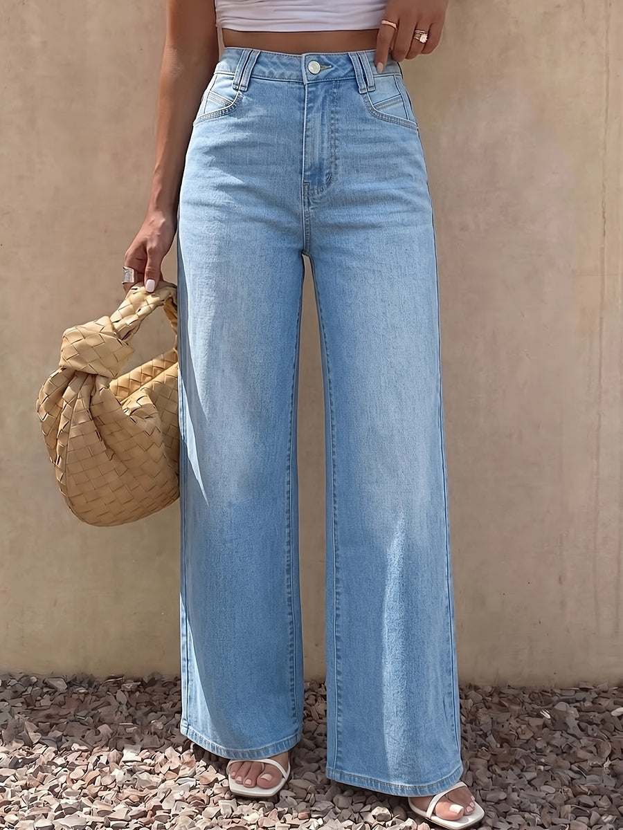 High-waisted Design, Light Blue Hue, and a Relaxed Fit That's Highly Practical. These Versatile Autumn-winter Casual Pants Are Suitable for All Occasions, Designed for the 2026 Autumn-winter Collection - Medium Blue