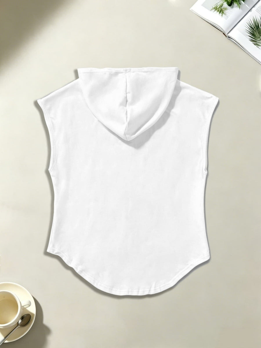 Loose-Fit Comfortable Style, Hooded Design with Printed Pattern, Comfortable And Versatile Style, New Summer Y2K Style Women'S, Elegant, Fashionable, And Comfortable T-Shirt Top - White