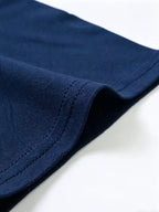 Men's Casual Drawstring Stand Collar Short Sleeve - Navy Color
