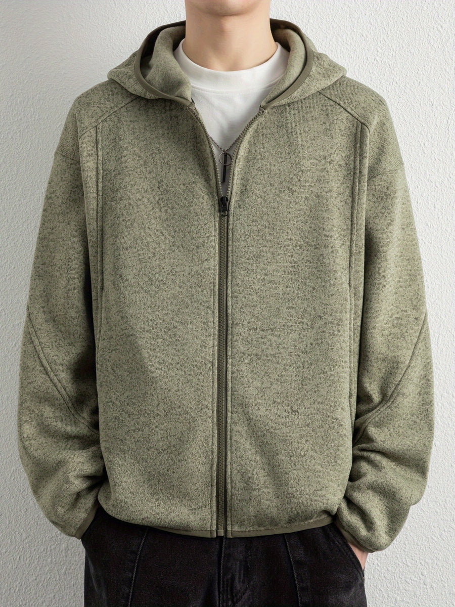 Men'S Spring And Autumn Hooded Sweatshirt Cardigan, Basic Jacket, Multiple Colors Available, Casual Zipper Design, Easy to Wear. Pair with Solid Color Base Pieces, Easily Integrates Into Various Fashion Trends, Practical And Minimalist Fashion - Pea Green Color