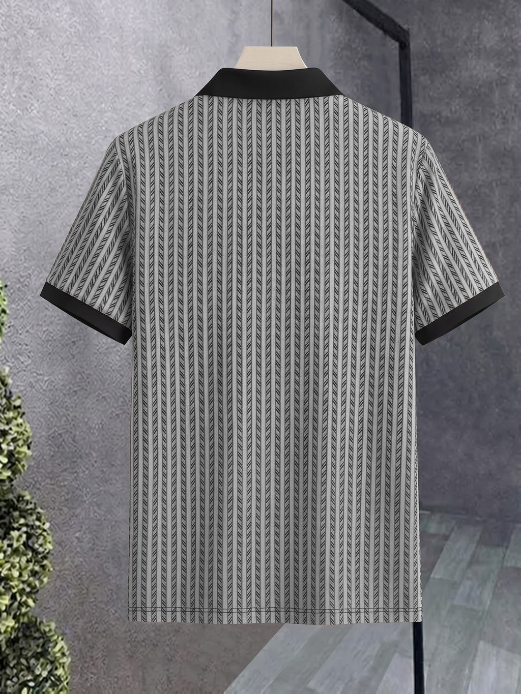 Men's Breathable Short-Sleeve Polo Shirt with Contrast Lapel Collar & Button-Up Collar - Striped Button Placket, Suitable for Casual, Business, Commuting - Machine Washable Summer Top for Daily Wear, Office & -Casual Outfits - White