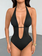 Off The Shoulder Strapless Bodysuit | Sexy Solid Color, Regular Length, Sleeveless, Skinny Fit - Black