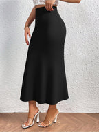 Directional Q6 Solid Color Summer Women's Skirt, Casual High-Waist Women's Dress, Fashionable Apparel, Autumn/Winter, Autumn/Winter Clothing, Casual and Elegant Women's Wear, Elegant Women's Dress, 1pc, Local Warehouse, Christmas, Women's Autumn - Black