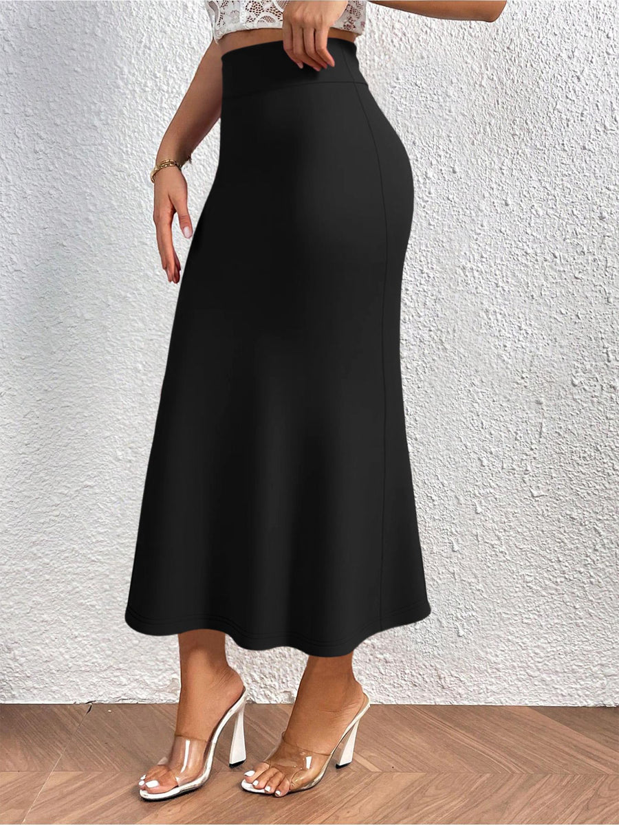 Directional Q6 Solid Color Summer Women's Skirt, Casual High-Waist Women's Dress, Fashionable Apparel, Autumn/Winter, Autumn/Winter Clothing, Casual and Elegant Women's Wear, Elegant Women's Dress, 1pc, Local Warehouse, Christmas, Women's Autumn - Black