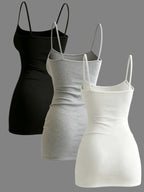 3pcs Women'S Easy Fashion Casual Dresses - White+gray+black