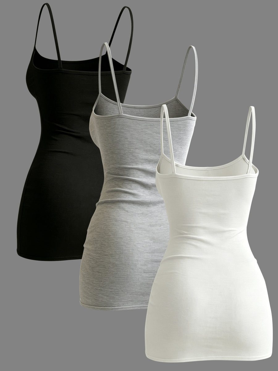 3pcs Women'S Easy Fashion Casual Dresses - White+gray+black