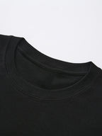 Men's New Style Pure Cotton Short Sleeve Crew Neck T-Shirt with "Ocean Call" Print, Suitable for Vacation, Leisure, Comfortable, Soft, Breathable, Summer Essential - Black