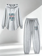 Everyday Essential Casual Sports Set - Relaxed Fit Asymmetrical Hem Hoodie And Drawstring Jogger Pants, Soft Breathable Athletic Tracksuit - Perfect for Yoga, Running, Lounging, Travel, Gym Workout, And Daily Wear - Light Grey
