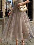 Double 10 Meter 3-Layer Tulle Skirt, Large Swing Puffy Long Skirt, High-Waisted Slim Fit Fairy Half Skirt, Mesh Skirt A-Line Skirt - Tawny