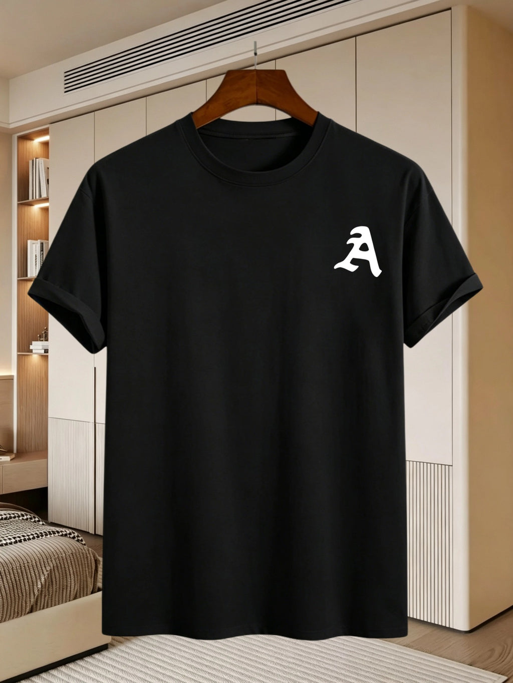 180G, 100%. Men'S Regular Fit Short Sleeve T-Shirt, Print with Location Design, High Fit Rate, All-Season Versatile - Black
