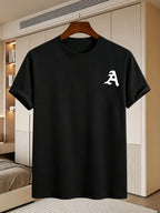 180G, 100%. Men'S Regular Fit Short Sleeve T-Shirt, Print with Location Design, High Fit Rate, All-Season Versatile - Black