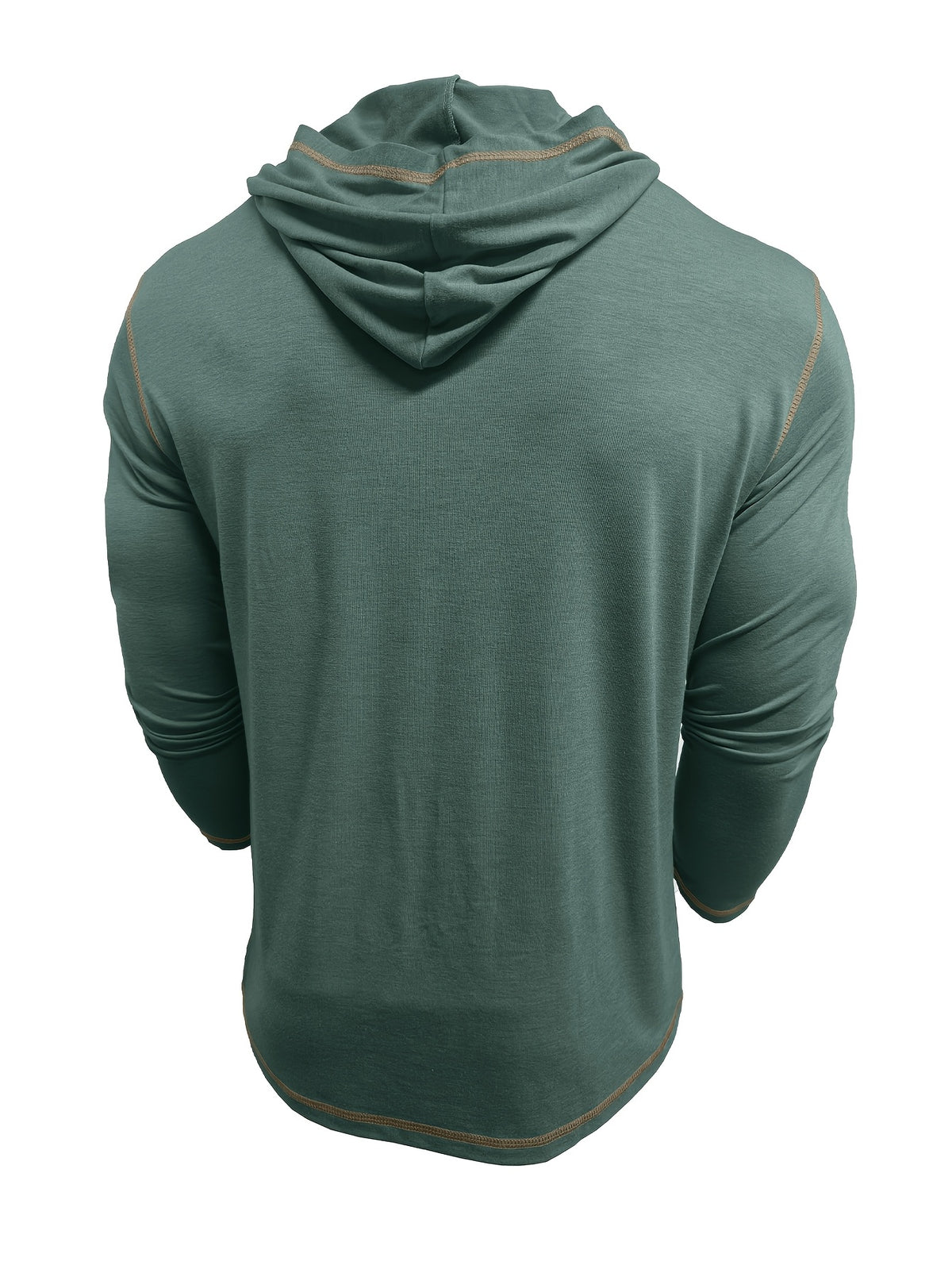 Autumn Men's Hooded Long Sleeved T-shirt Men's Henry Shirt Sunscreen and Shading Keep Warm and Cool Essential for Autumn and Winter 2pcs Set for - Light Blue With Green