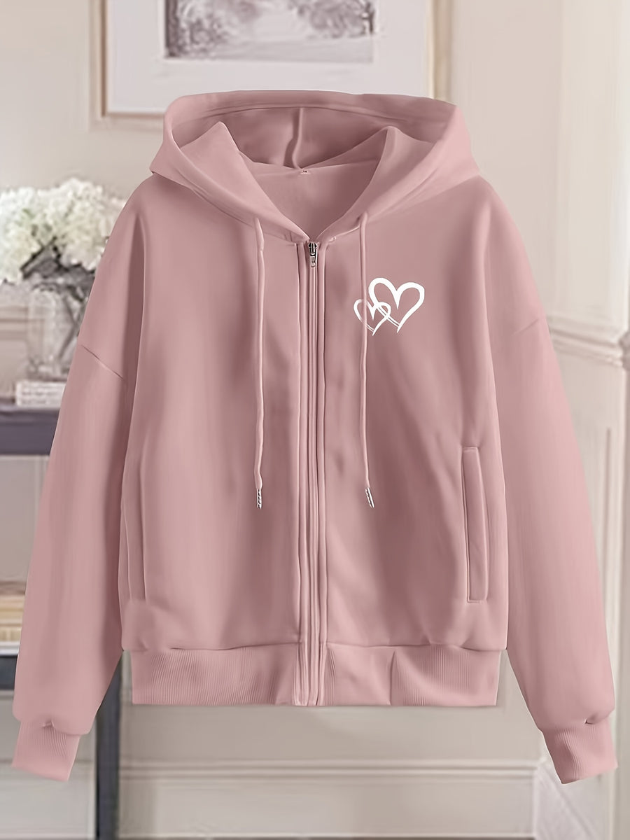 Women'S Fashion Zip Hoodie - Pink Color