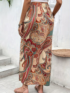 High-waisted Full-skirt Print Skirt - Multicolor