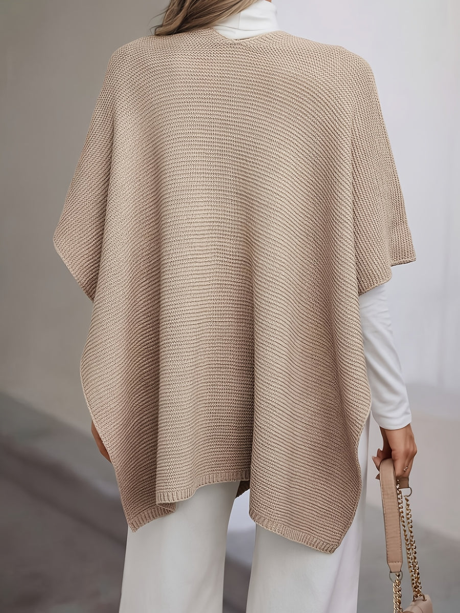 Chic and Casual Solid Color Women's Shawl Cardigan - Khaki