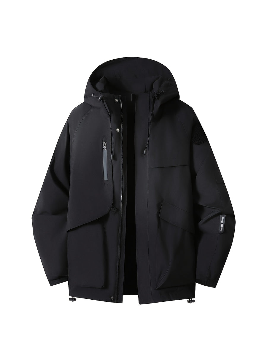[Qiaoximei OBM] - Suitable for Work Scenarios, Practical Men'S Outdoor Jacket, Durable And Tear-Resistant Fabric, Ideal for Mountaineering, Cycling, Hiking, Camping, Travel, And Daily City Commute, Perfect Gift for Men in Autumn - Black
