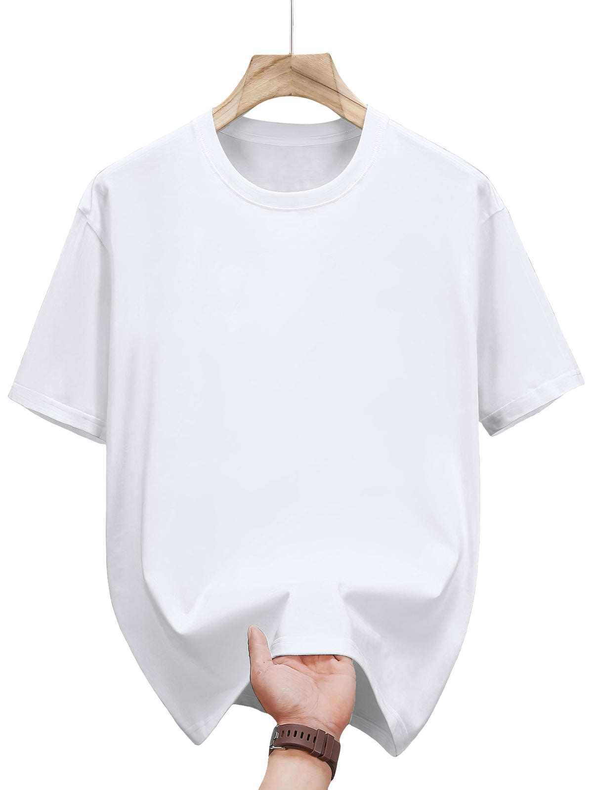 2026 Premium Pure Letter Print Short Sleeve T-Shirt for Men, Summer Loose Fit Versatile Stylish Top - White