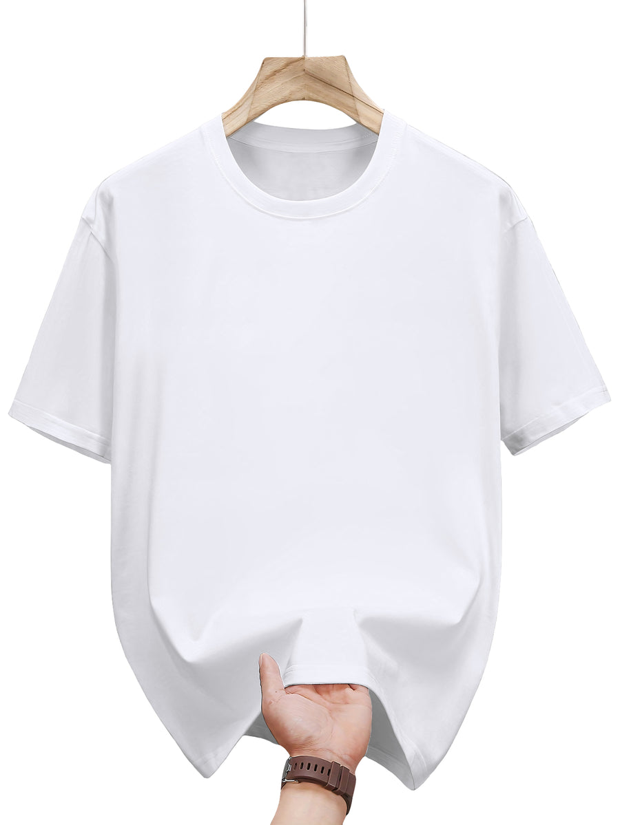 2026 Premium Pure Letter Print Short Sleeve T-Shirt for Men, Summer Loose Fit Versatile Stylish Top - White