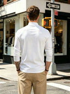 Casual Sports Long Sleeve Top, Men'S Autumn Winter Solid Color Casual Comfortable Long Sleeve Small High Neck Base T-Shirt, Suitable for Outdoor, Holiday, And Sports, Casual Top - White