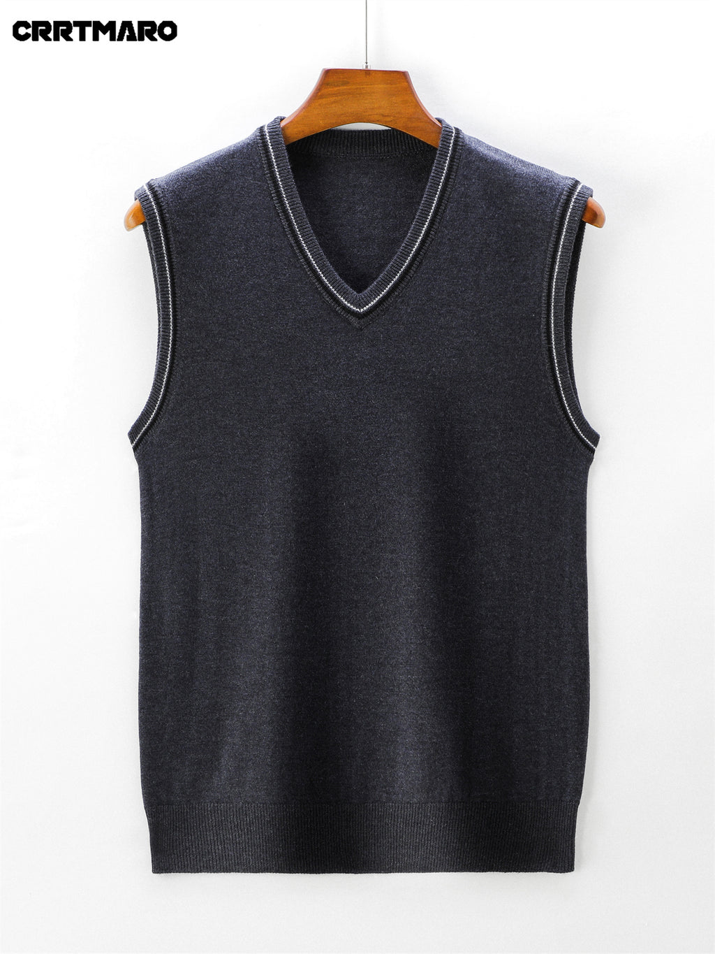 Men'S Solid Color, Business Casual Sweater Vest, Warm Casual Layering Top for Fall And Winter - Dark Gray