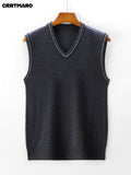 Men'S Solid Color, Business Casual Sweater Vest, Warm Casual Layering Top for Fall And Winter - Dark Gray