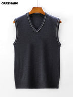 Men'S Solid Color, Business Casual Sweater Vest, Warm Casual Layering Top for Fall And Winter - Dark Gray