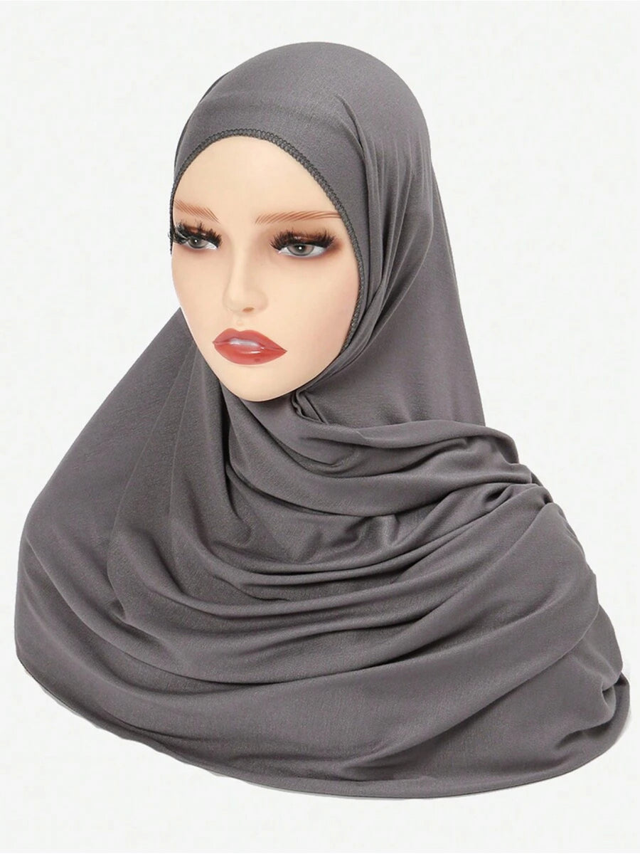Women'S Jersey Headscarf - Soft, Breathable, And Secure Fit; a Modest Wrap Suitable for Daily Wear, Commuting, Wind, And Shielding - Dark Gray