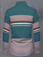 Men'S Color-Block Striped Long Sleeve Shirt, Casual Patchwork Design Fashion Men'S Top - Mixed colors