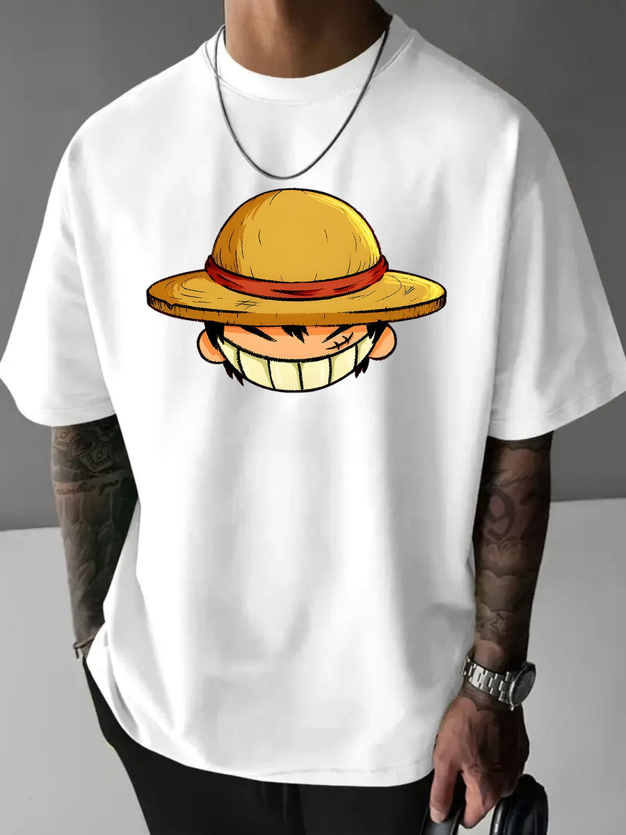 Cartoon Easy Individual Letter Creative Multi-Print Heavyweight Easy Fashion Pure Men'S Short Sleeve T-Shirt Pure New Casual Daily Fashion Loose Round Neck T-Shirt Men'S Clothing Men'S Casual Sports Shirt Men'S Casual Sports T-Shirt Men'S Casual Spo - White