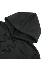 Single Hooded Sweatshirt, Autumn Winter Style, Print Craft Pattern, NY Retro Lettering - Black