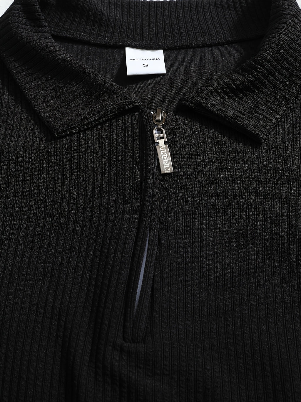 Men's Autumn/Winter Long-Sleeve Lapel Outdoor Casual Sports Printed Polo Shirt - Black