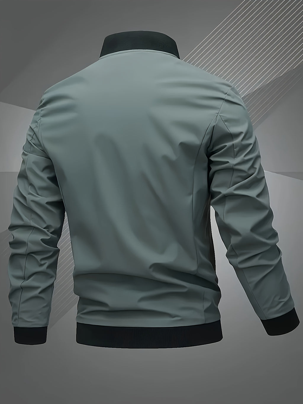 Men's Windproof Pilot Jacket with Letter Embroidery, Full Zip Closure, Suitable for Outdoor Sports, Hiking, Urban Commuting - Machine Washable, Polyester, Casual Fashion Versatile Trendy Black Coat, Essential for Stylish Men - fern green
