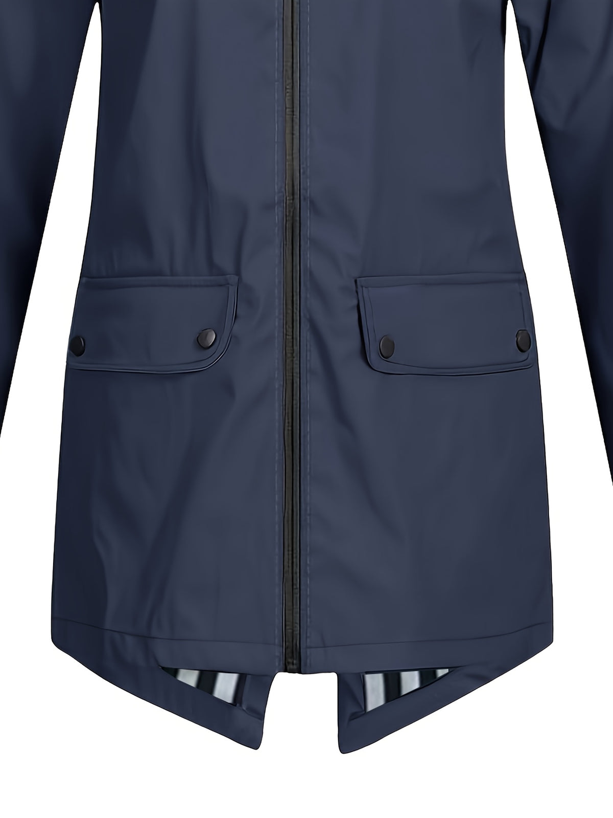 Autumn and Winter Striped Lined Hooded Windbreaker Jacket - Navy Color