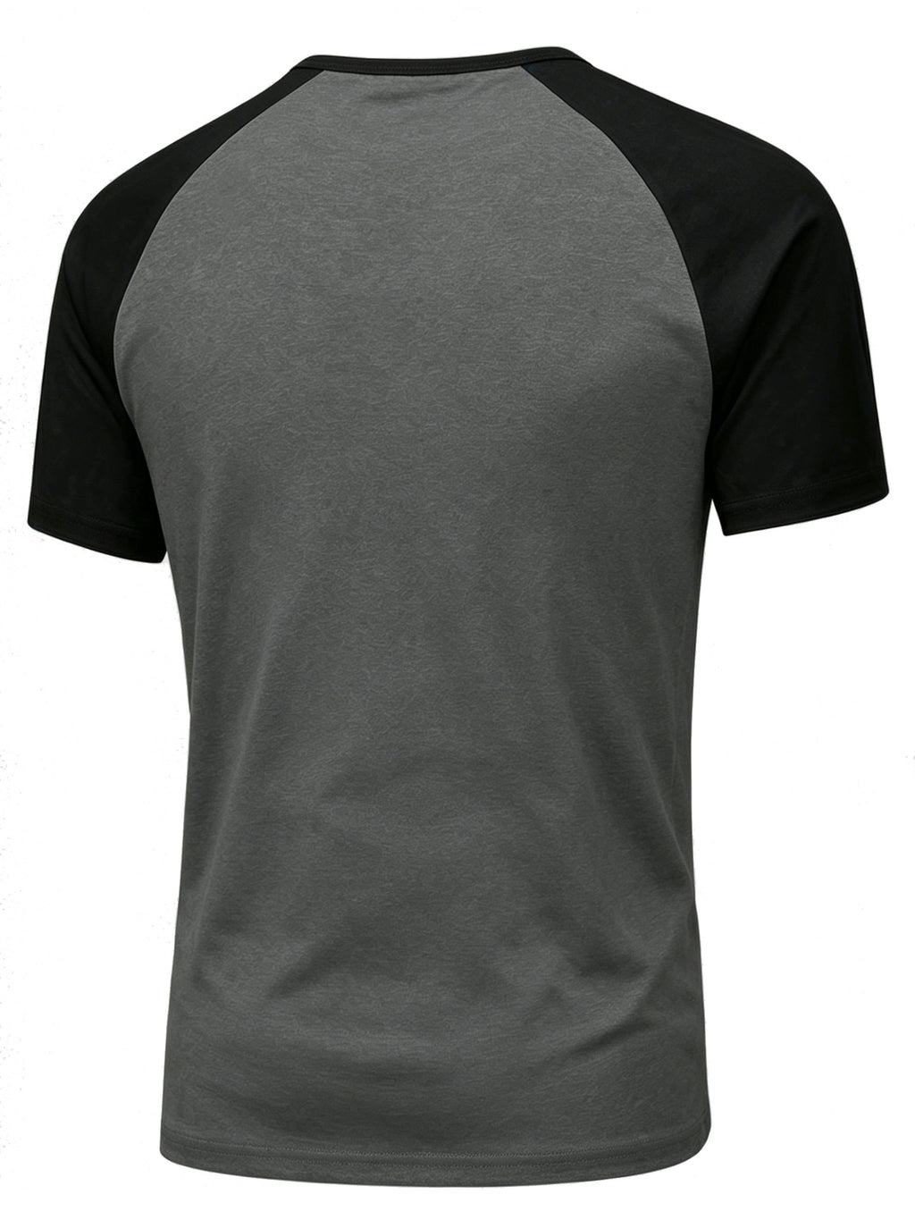 5-Pcs Summer Men'S Short-Sleeve T-Shirt, Raglan Sleeve Henley Shirt, Multi-Color Solid Casual Sports Top, Button-Up Round Neck Shirt - Dark Gray