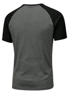 5-Pcs Summer Men'S Short-Sleeve T-Shirt, Raglan Sleeve Henley Shirt, Multi-Color Solid Casual Sports Top, Button-Up Round Neck Shirt - Dark Gray
