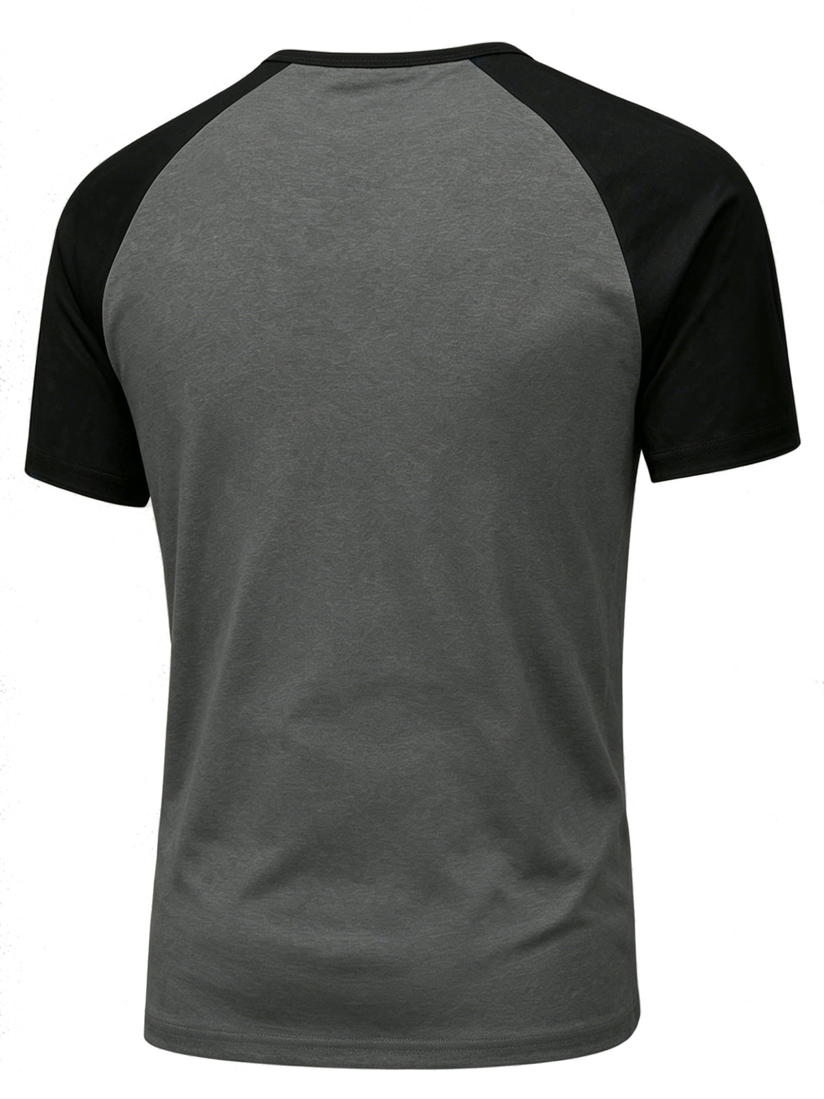 5-Pcs Summer Men'S Short-Sleeve T-Shirt, Raglan Sleeve Henley Shirt, Multi-Color Solid Casual Sports Top, Button-Up Round Neck Shirt - Dark Gray