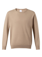 Men'S Long Sleeve Knit Sweater, Easy Style, Fashionable Men'S Clothing Regular Fit Versatile Round Neck Knit T-Shirt, Outdoor Casual Everyday Wear - Light Brown-1
