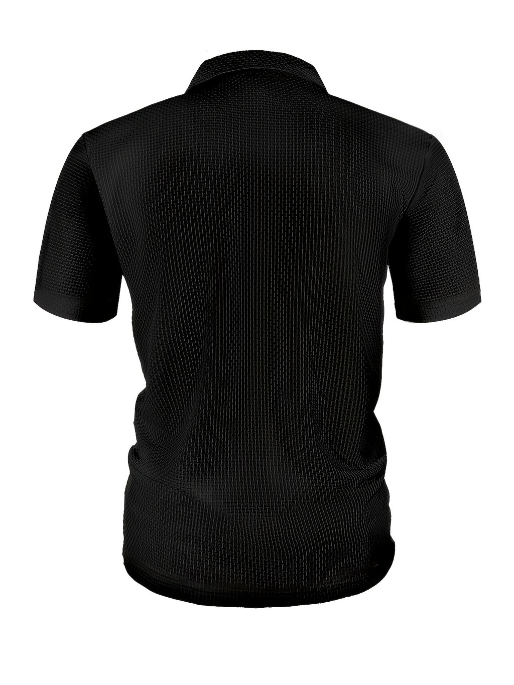 Men's Solid-color Polo Shirt with a Contrasting Button Placket Featuring a Light Business Style Design. The Fabric Is Breathable and Comfortable, Keeping You Cool in Summer. Perfect for Everyday Casual Wear and Outings, Available in Multiple Colors. - Black