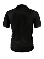 Men's Solid-color Polo Shirt with a Contrasting Button Placket Featuring a Light Business Style Design. The Fabric Is Breathable and Comfortable, Keeping You Cool in Summer. Perfect for Everyday Casual Wear and Outings, Available in Multiple Colors. - Black