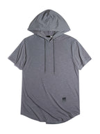 [Pearson OBM] Spring/Summer New Men'S Solid Easy Fashion Hooded Short Sleeve Top, Soft And Comfortable Machine Washable Fabric, Casual Trendy Athletic, Suitable for Running Fitness Outdoor Activities, Multi-Color Available - Grey