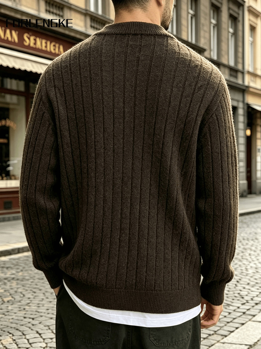 FORLENGKE Autumn/Winter Men's Zipper Cable Knit Cardigan, Three-Dimensional Twisted Floral Texture Knit Outerwear, Solid Color Simple Cuff Long Sleeve Top, Streetwear Commute Daily Casual Wear, Versatile Spring/Autumn Men's Outer Knit Cardigan - Coffee Color